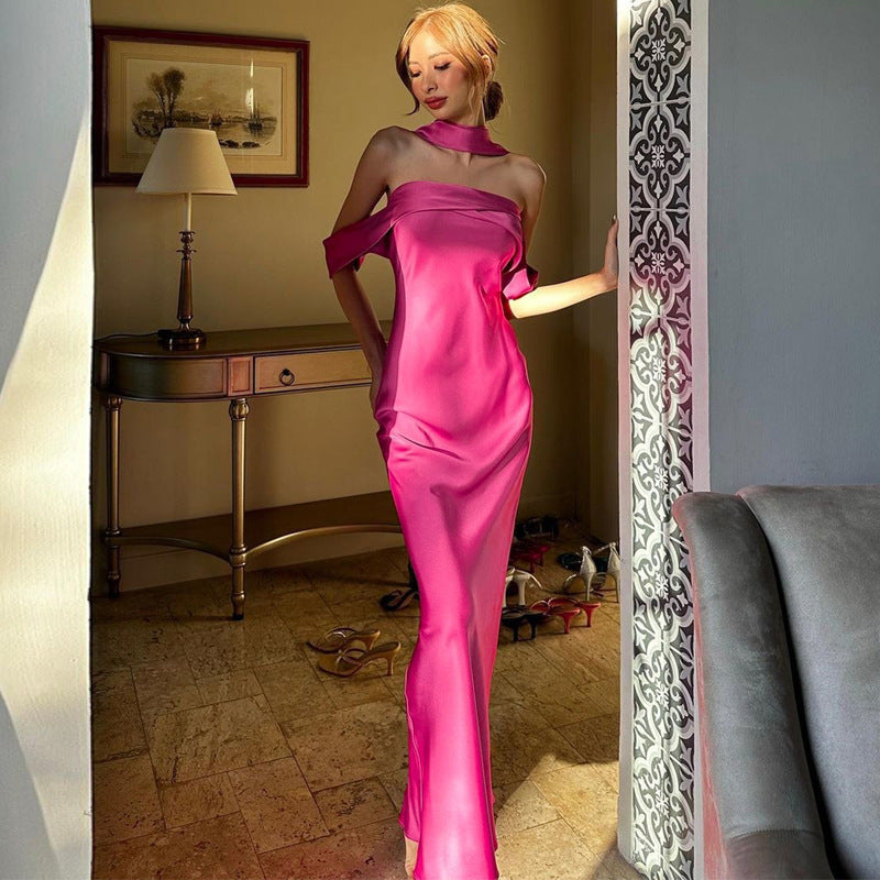 Dame Elegant Maxikjole med off-shoulder design og gennemsigtige indlæg Stilla