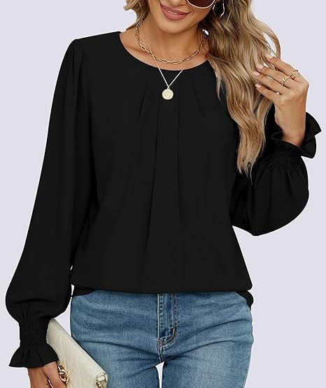 Damer elegant bluse med puffærmer Stilla
