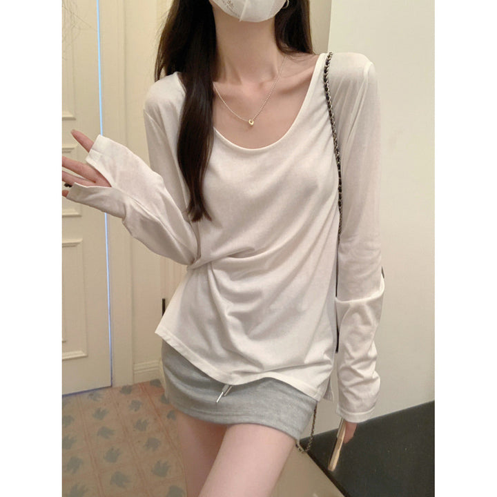 Dame Oversized Rundhalset Langærmet T-shirt Stilla