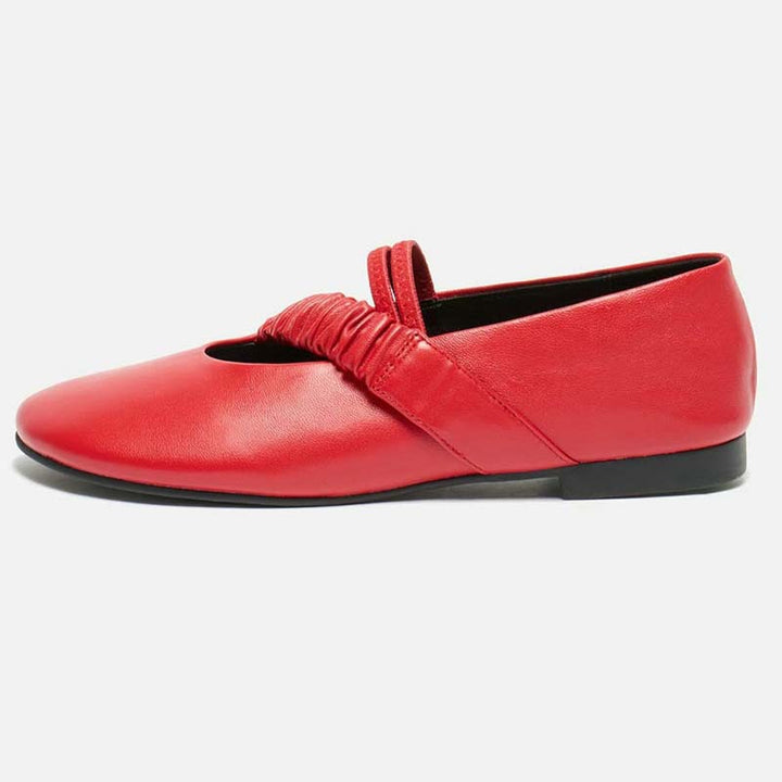 Femme Elegante Slip-On Ballett Flats med rynket ankelrem detalje Stilla