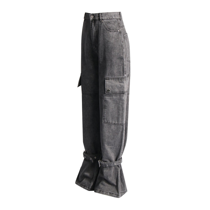 Dame cargo-jeans med praktiske sidelommer og afslappet snit Stilla