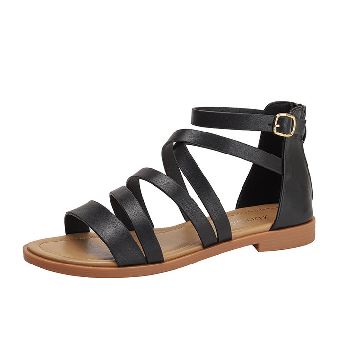Dame gladiatorsandaler med moderne remdesign og justerbar ankelrem Stilla