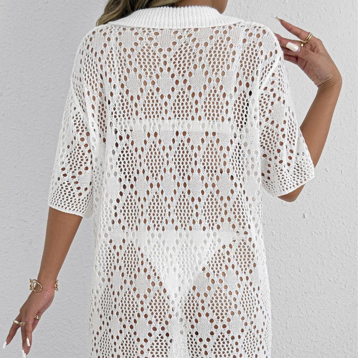 Femme Åben Strik Knap-Up Cover-Up Stilla