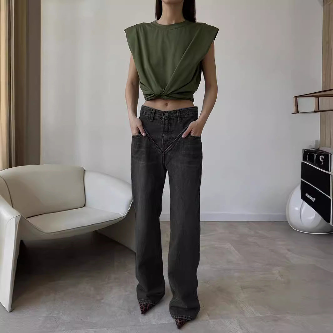 Damer High-Waist Jeans i afslappet, løs pasform Stilla