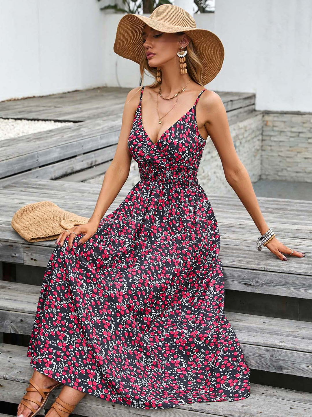 Dame maxikjole med paisley design og feminin snit Stilla