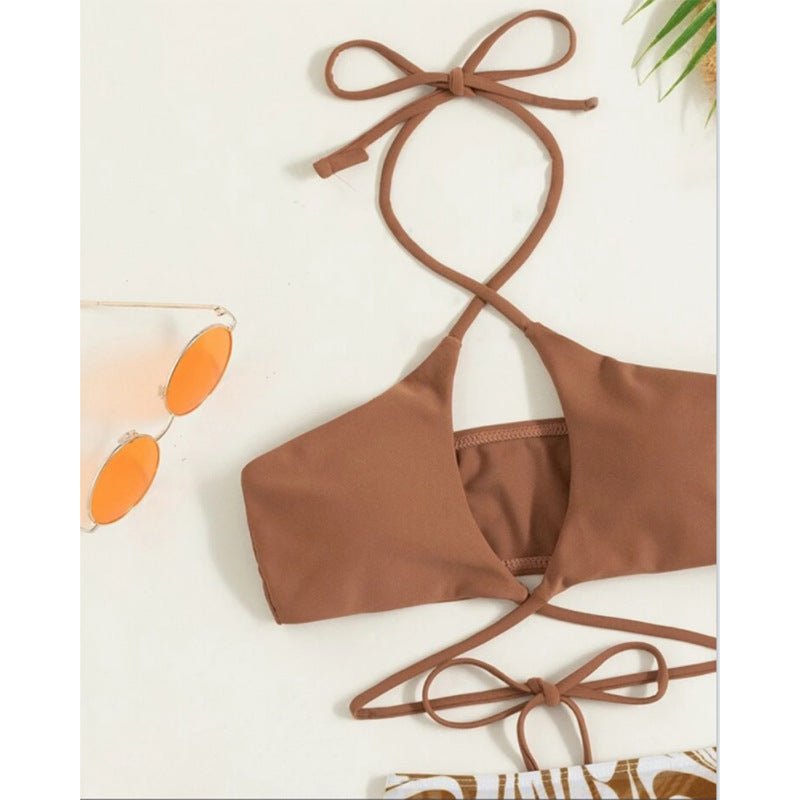 Dame Bandeau Bikini top med krydset design og matchende miniskørt Stilla