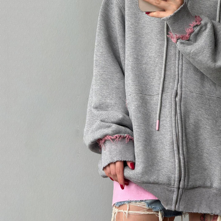 Kvinder Komfortabel Oversized Hoodie med Mode Fringe Stilla