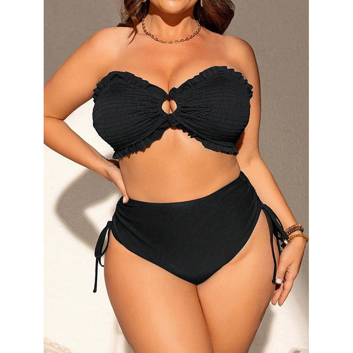 Dame Bandeau-bikini med ruffledetaljer og justerbare stropper Skovae