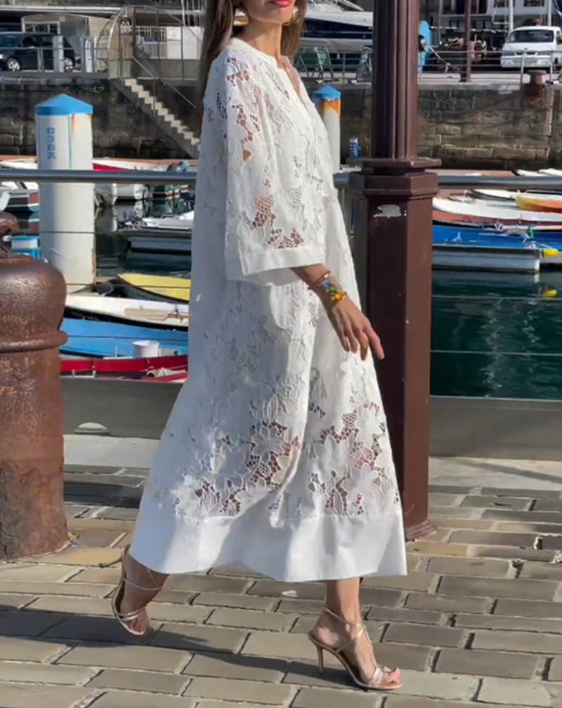 Dame Elegant Spids-Kaftan Kjole Stilla