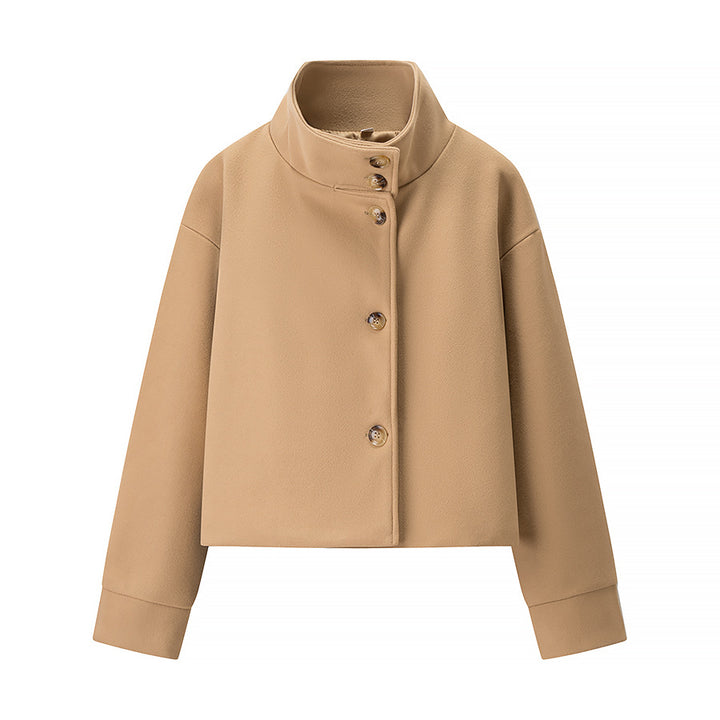 Dame elegant kort jakke med høj krave og dekorative knapper Stilla