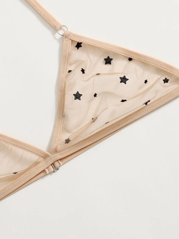 Dame Star-Detail Gennemsigtig Bralette og Thong Sæt Stilla