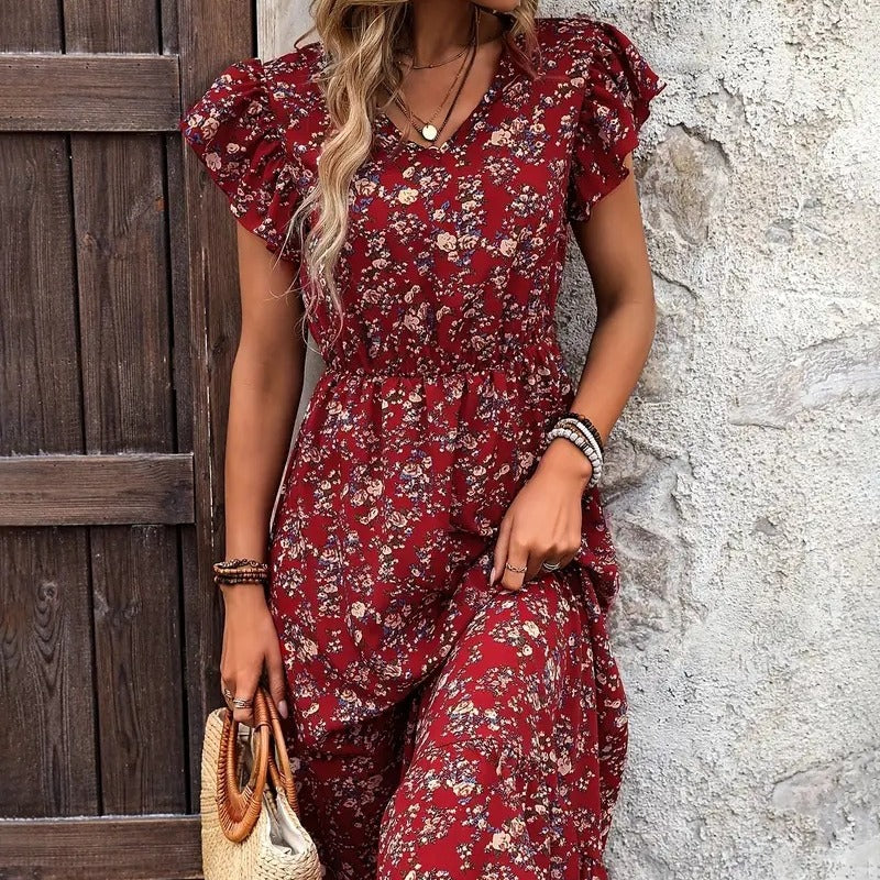 Dame Midi kjole med blomsterdesign Skovae