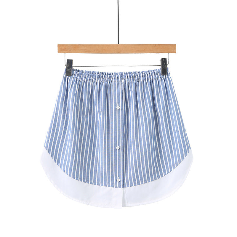 Dame skjorte bluse med stribet design og asymmetrisk snit Skovae