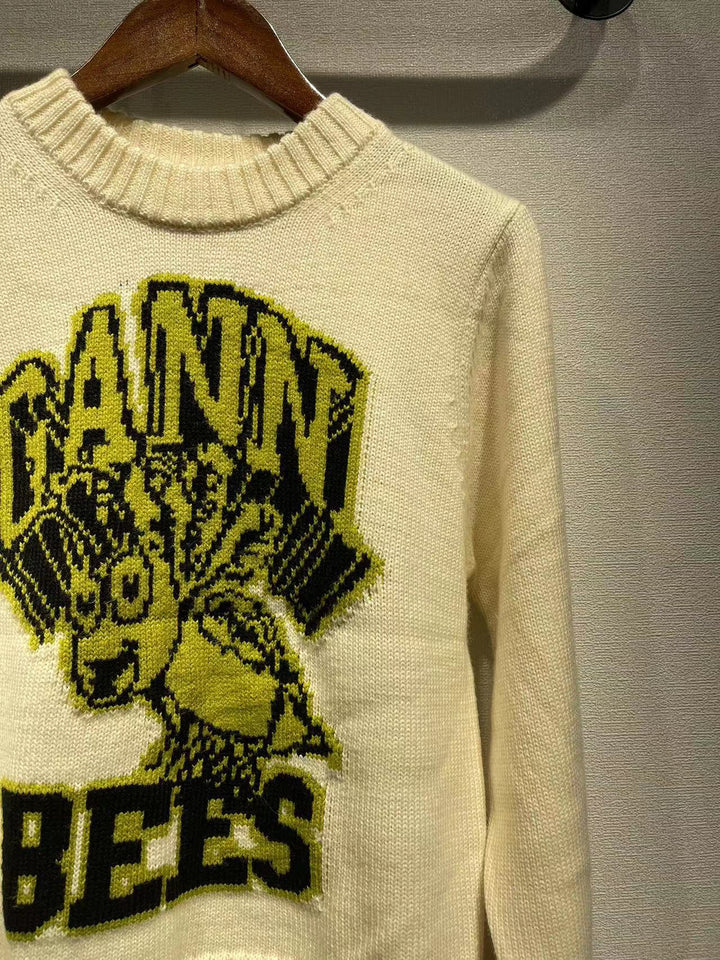 Dame sweater med unikt grafisk strikdesign og kvalitetsmateriale Stilla