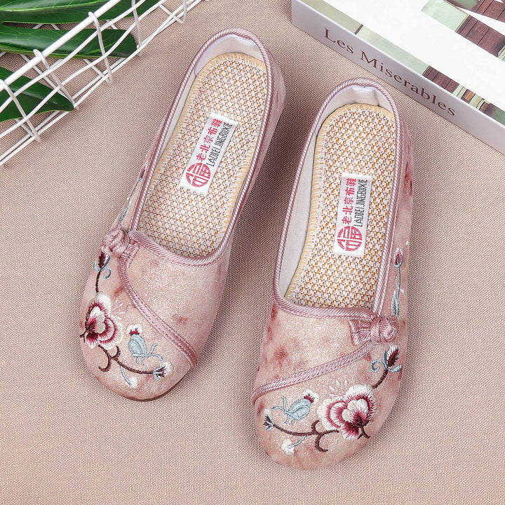 Dame Ballerinas med elegant broderi Stilla
