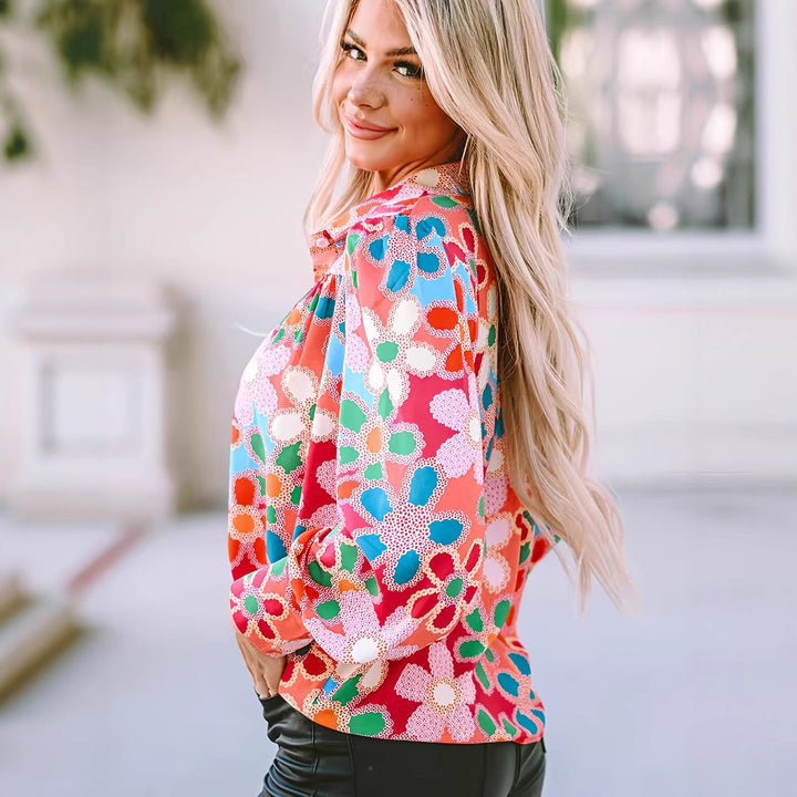 Dame blomsterprint bluse Stilla