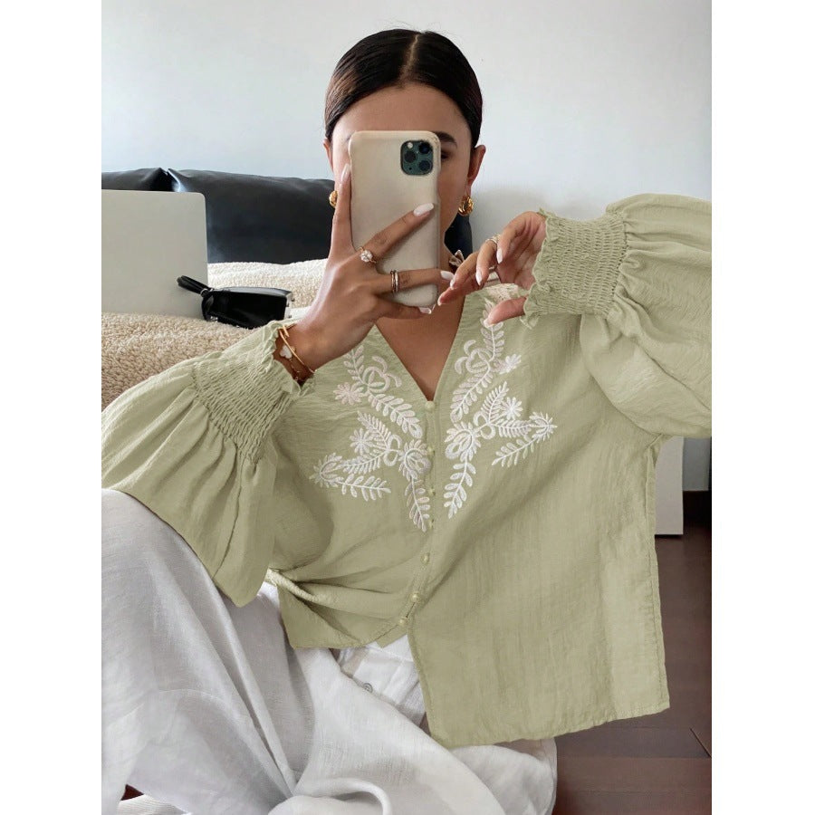 Dame Tops med broderidetaljer Stilla