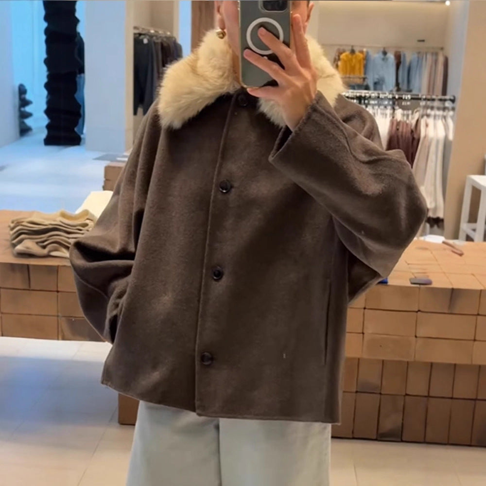 Dame elegant oversized jakke med sherpa-krave Stilla