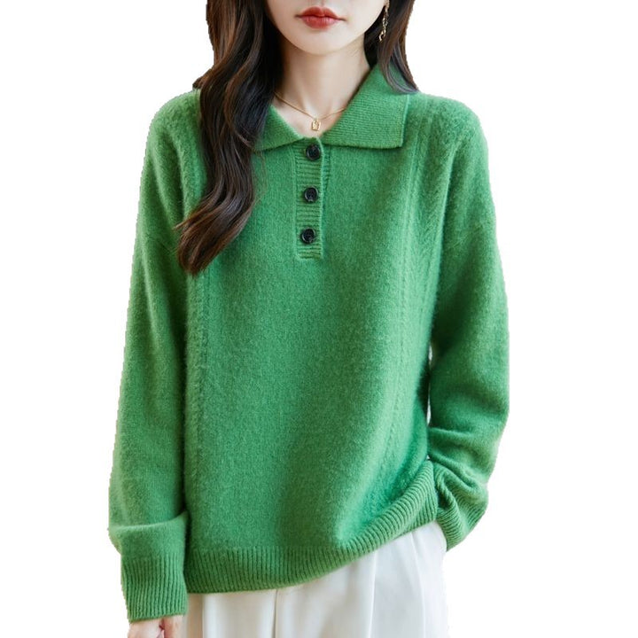Kvindernes Koshiba-stil Sweater med Elegant Knaplukning Stilla