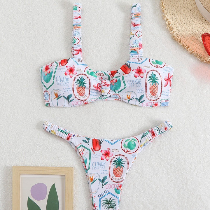 Femme Floral Print Bralette og High-Cut Bikini Bottom Sæt Stilla