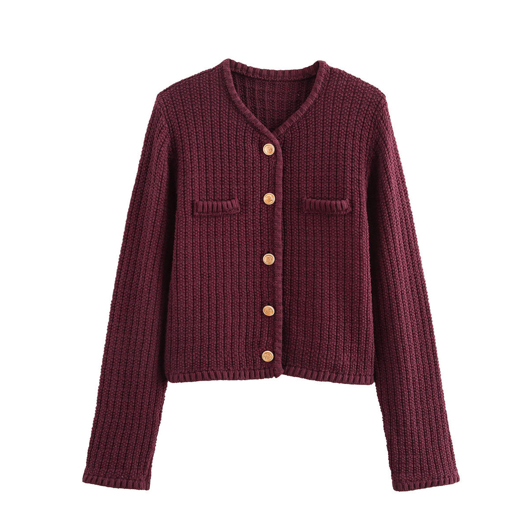 Femme Struktureret Strik Knap-Cardigan Stilla