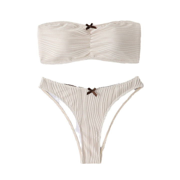 Dame Bandeau-Bikini med ribdetaljer Stilla