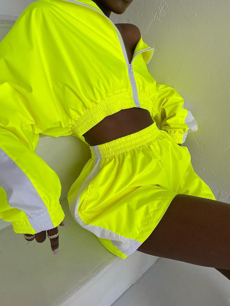 Kvinders sporty kort jakke og shorts sæt Skovae