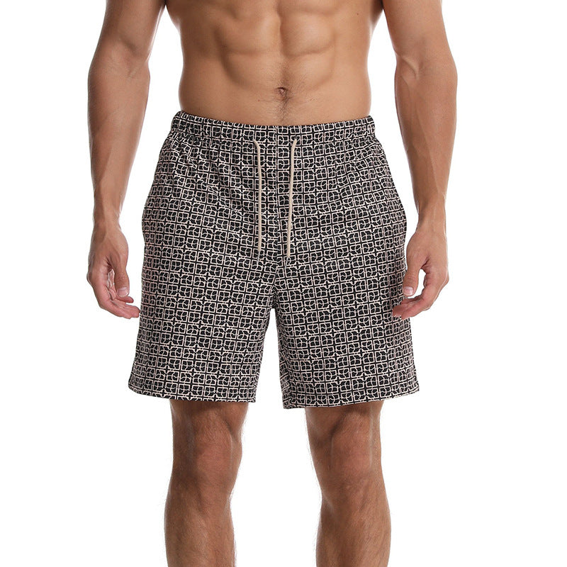 Herrer stilfulde badshorts med elastisk talje og trendy mønster Stilla