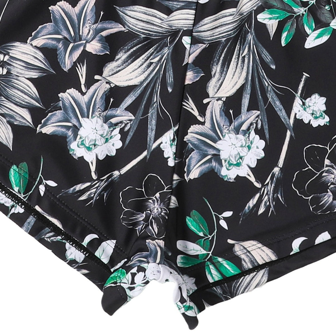 Dame Langærmet Floral Print Rash Guard Sæt Stilla
