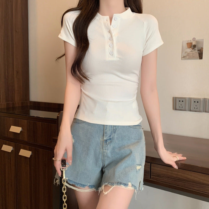 Femme Kortærmet Henley Top Stilla