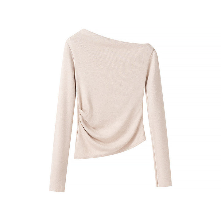 Dame asymmetrisk langærmet top med elegant flæsedesign Stilla