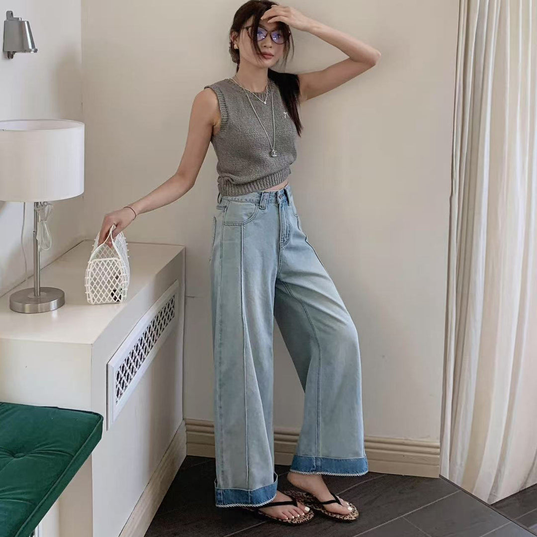 Dames bred jeans med høj talje og afslappet pasform Stilla