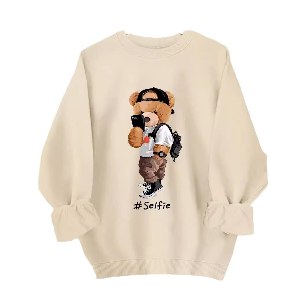 Dame sweatshirt med kunstnerisk bjørnedesign og afslappet pasform Stilla