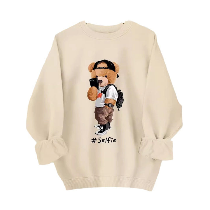 Dame sweatshirt med kunstnerisk bjørnedesign og afslappet pasform Stilla