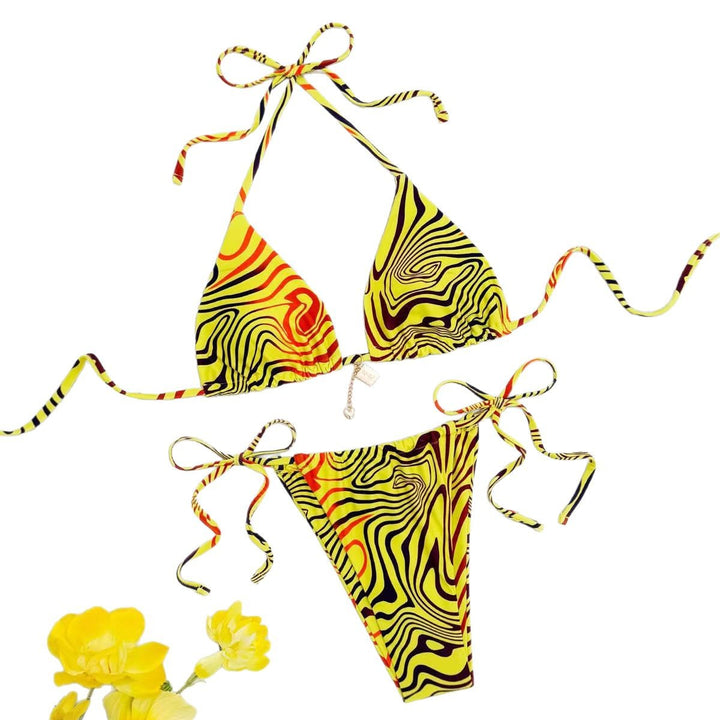 Dame bikinisæt med farverigt, psyketisk mønster Stilla