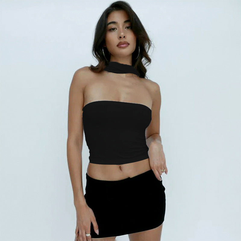 Dame asymmetrisk stropløs Croptop Stilla