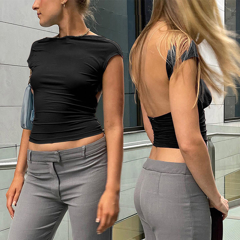 Dame Crop-top med bred udskæring og tætsiddende pasform Skovae