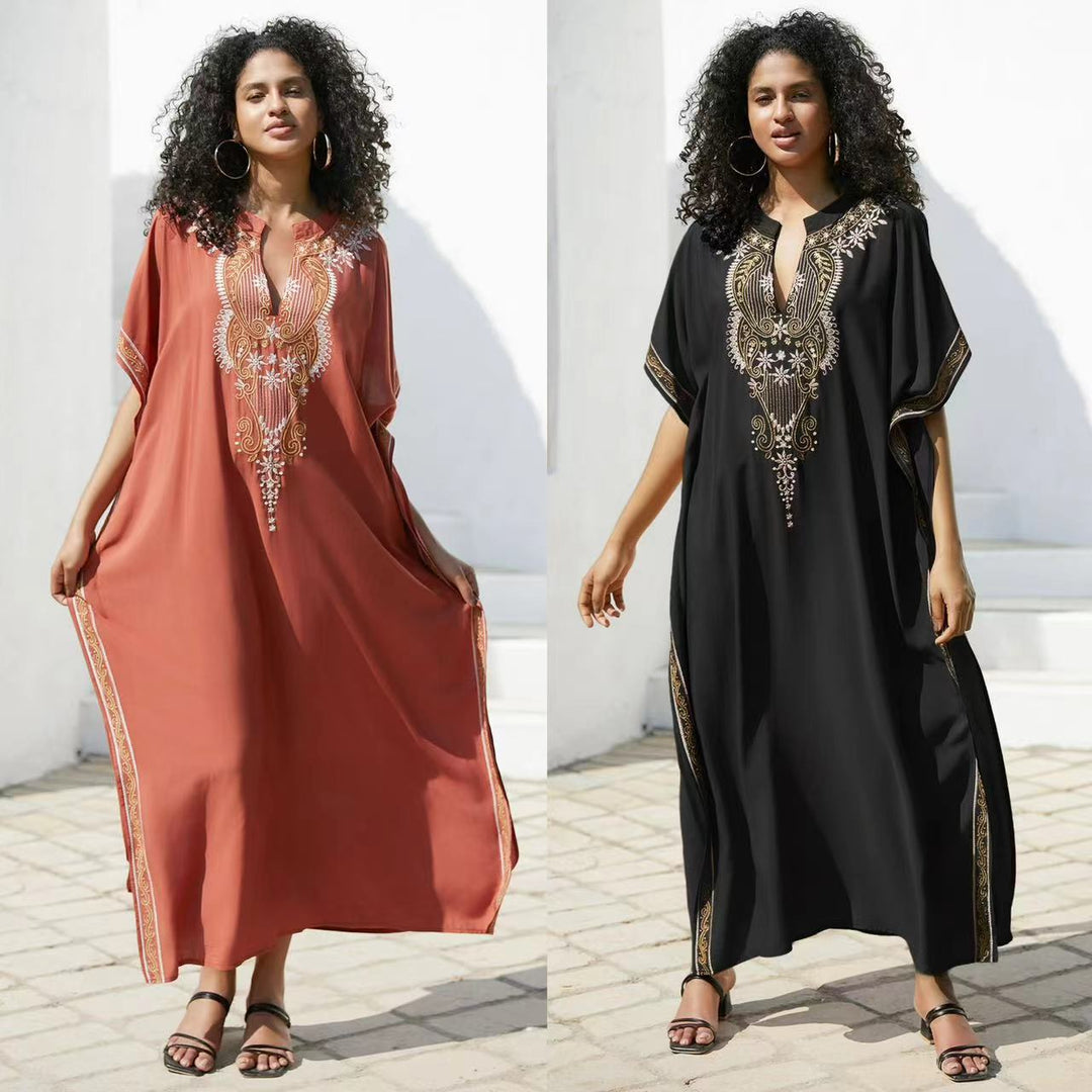 Dame Kaftan med kunstnerisk broderi og elegant snit Stilla