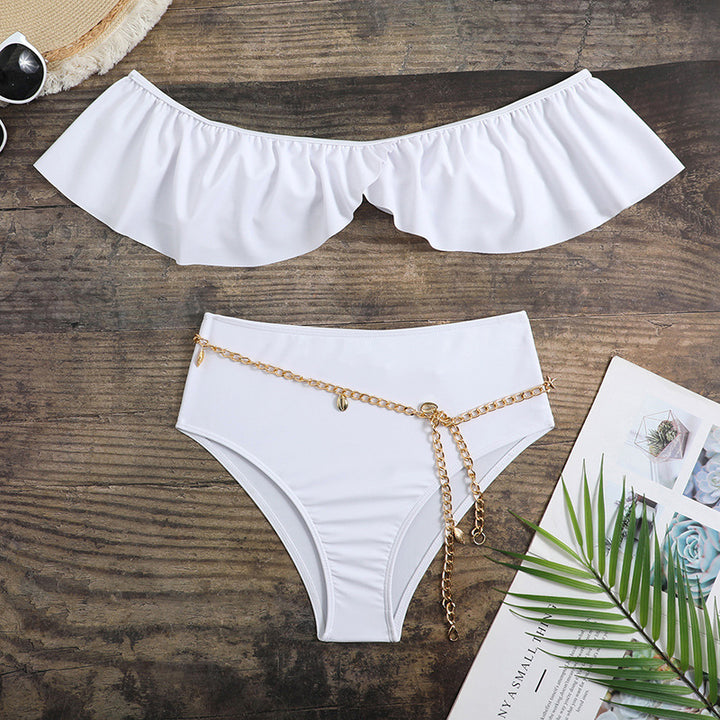 Dame Bikini-sæt med elegant Off-Shoulder-design og luksuriøs smykkeaccessoire Stilla