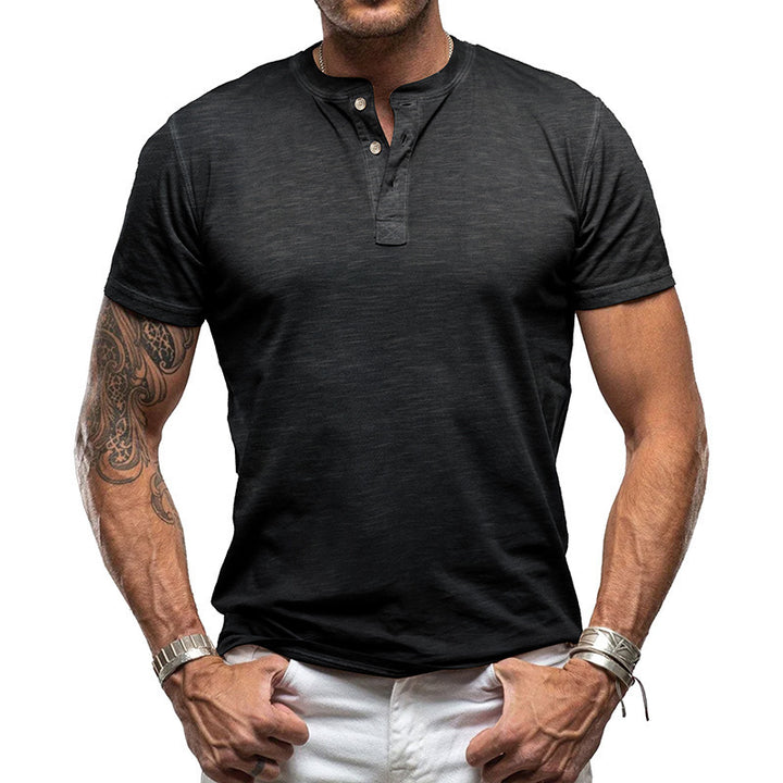Herrer Kortærmet Henley T-Shirt med moderne Button-Down-udskæring Stilla
