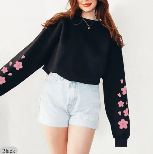 Dame sweatshirt med blomstermotiv og rummelige ærmer Stilla