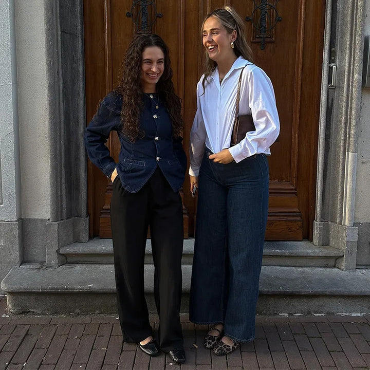 Kvinders Mode Jeans Blazer Jakke Stilla