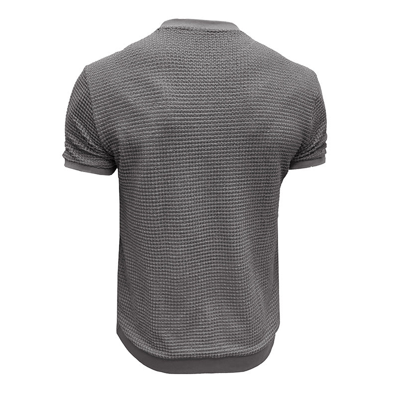 Herrer Rundhalsshirt lavet af struktureret materiale med åndbare egenskaber Stilla