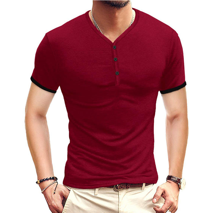 Herrer kortærmet Henley-shirt med kontrasterende accenter Stilla