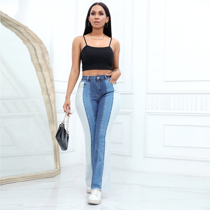 Dame High-Waist Flared Jeans med kreativ farvedesign og figurvenlig pasform Stilla