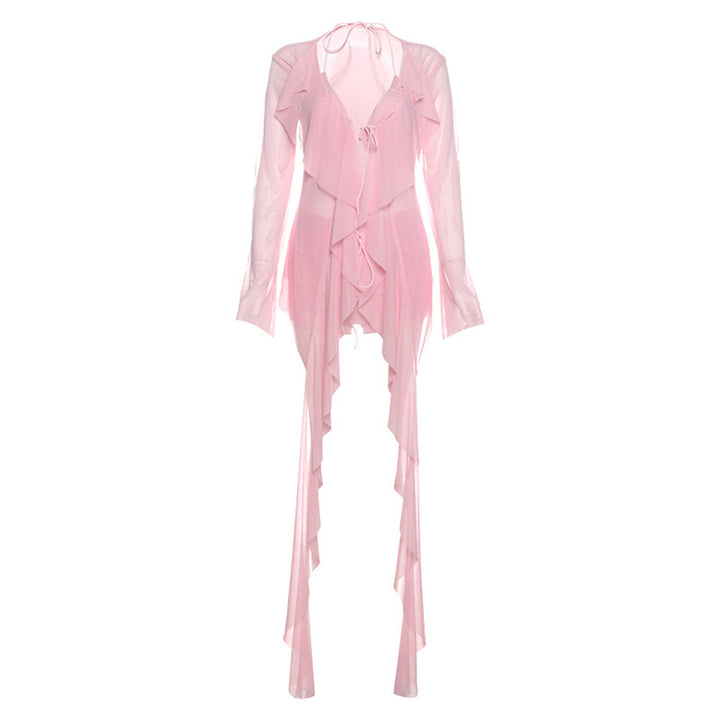 Dame Chiffon-Style Jumpsuit med legende rynke-design og lange ærmer Stilla