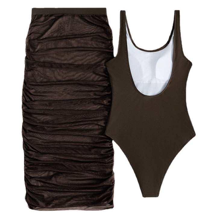 Dame badetøj sæt med stilfuld flæsekort og figursyet top Stilla