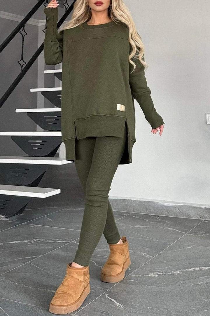 Dame afslappet lounge-sæt med brede sweatshirts og komfortable leggings Stiila