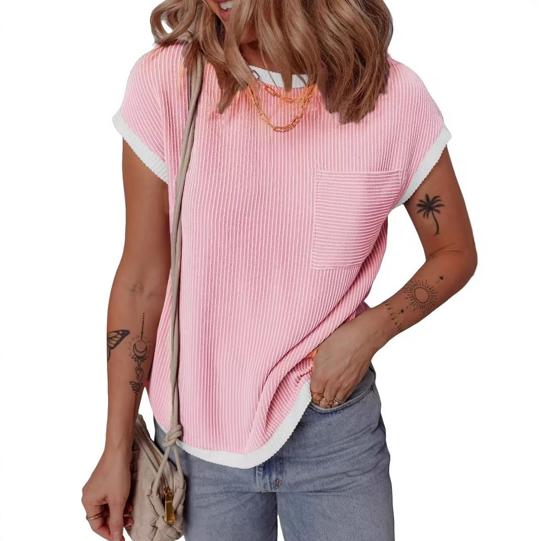 Dame Casual Struktureret Pocket Tee Stilla