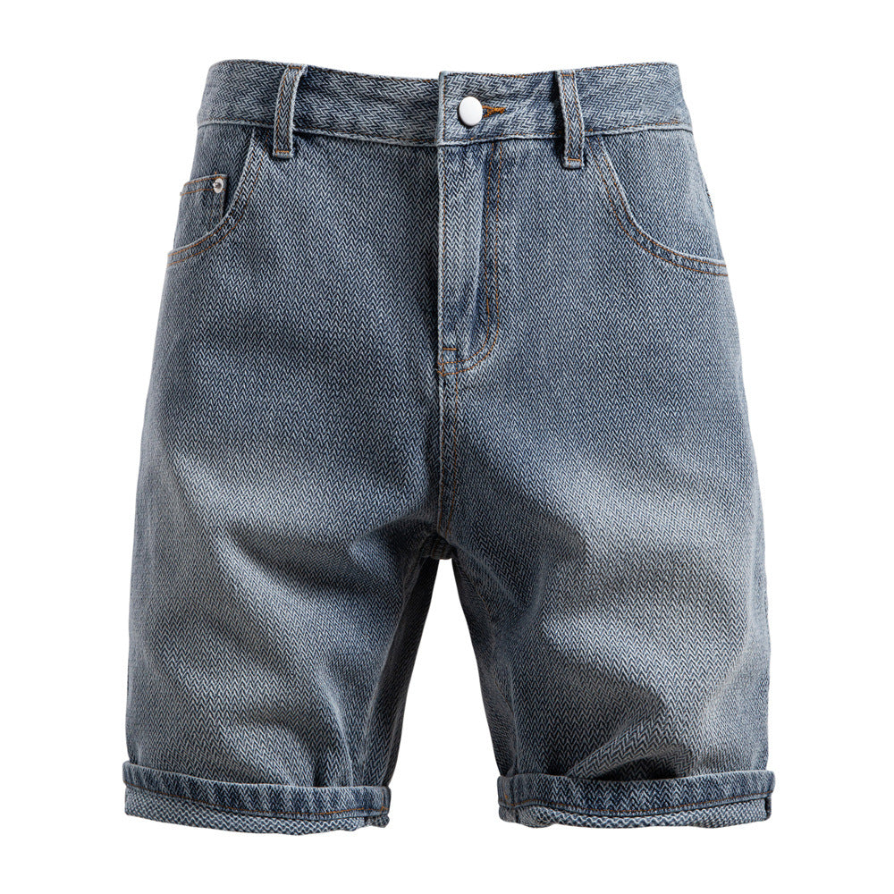Herre jeans-shorts i afslappet design med højt hævede benafslutninger og sidelommer Stilla